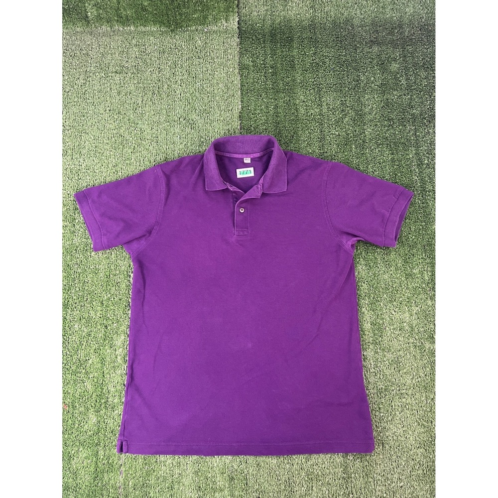 Uniqlo Mens Medium Purple Pique Short Sleeve Basic Casual Polo Shirt